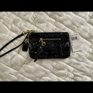 Coach Wristlet - Black Sequin Gold